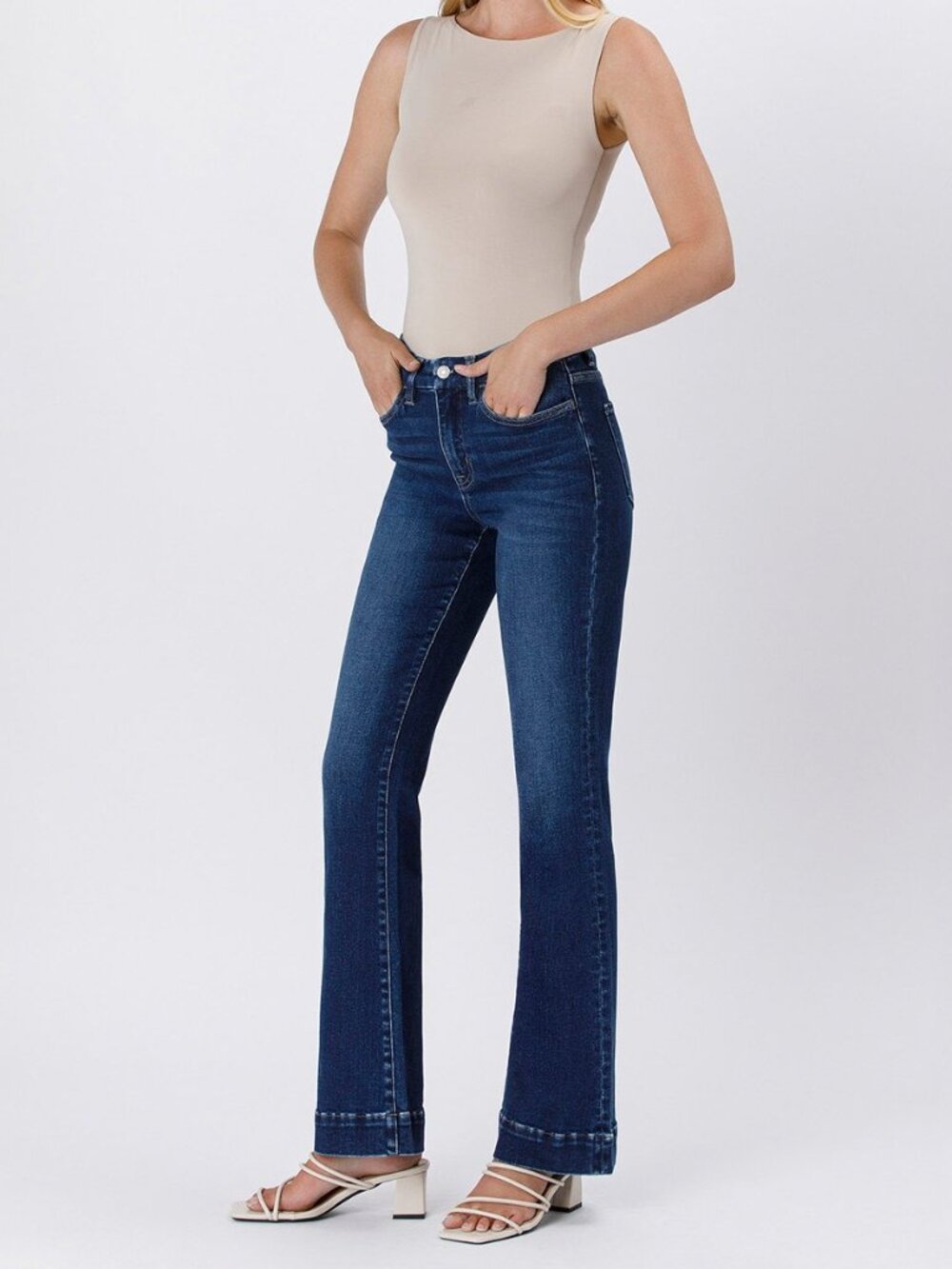 High Rise Trouser Hem Bootcut Jeans